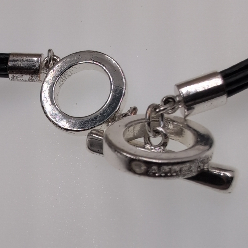 Anne Klein Silver and Black Geometric Necklace - Picture 2 of 6